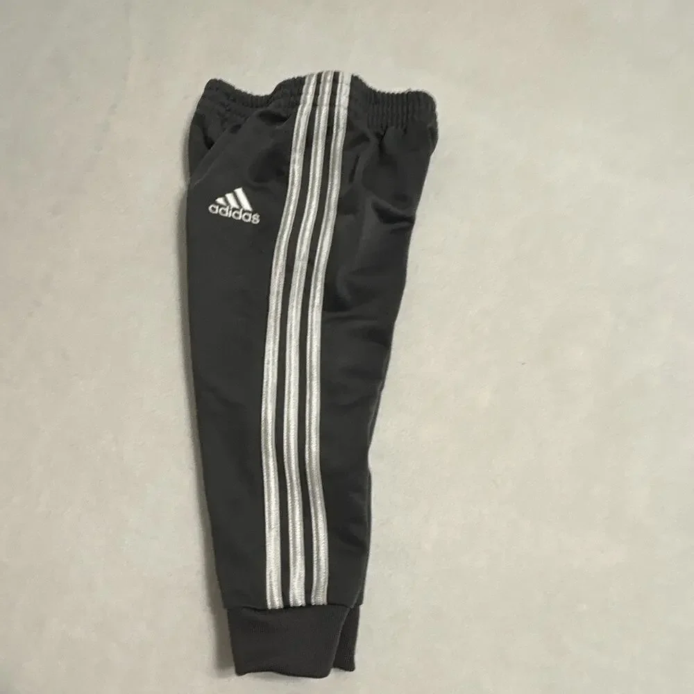 adidas Baby 2pc Track Jacket & Pants Set Gray Full Zip Logo 9-12 Months